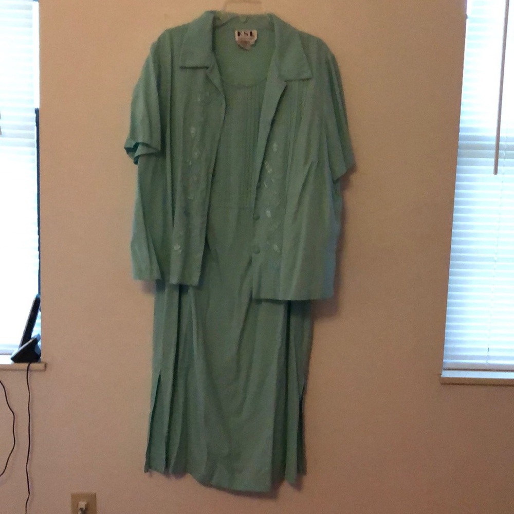 KSL two piece light blue/green dress